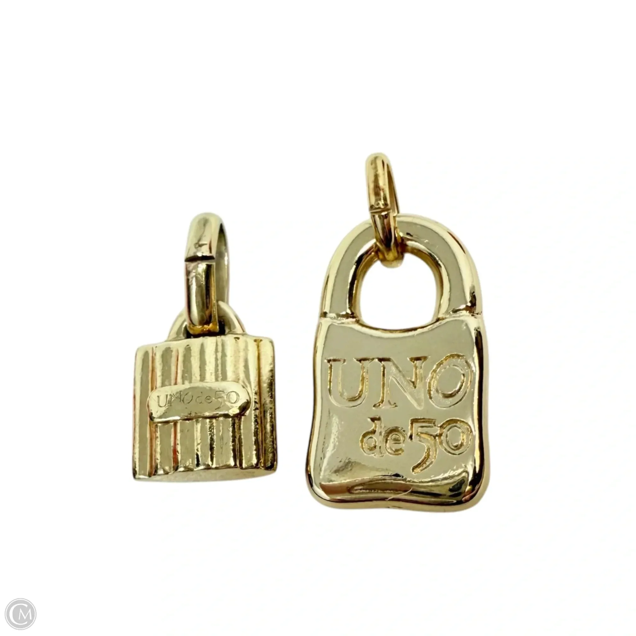 18K Gold-Plated Padlock Charm With Topaz Letter J & Gold Padlock Charm By Uno De 50