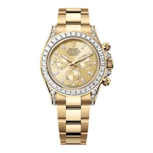 2024 Release Rolex Cosmograph Daytona 40 mm | 18k yellow gold bracelet | Golden Diamond dial Diamond bezel | Men's Watch 126598TBR
