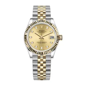 2025 Model Rolex Datejust 31mm - Ref: 278273-0026 - Champagne Diamond Dial, Two Tone Stainless Steel & 18K Yellow Gold Jubilee Bracelet Women's Watch
