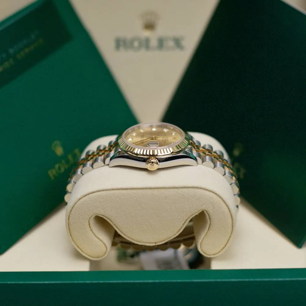 2025 Model Rolex Datejust 31mm - Ref: 278273-0026 - Champagne Diamond Dial, Two Tone Stainless Steel & 18K Yellow Gold Jubilee Bracelet Women's Watch