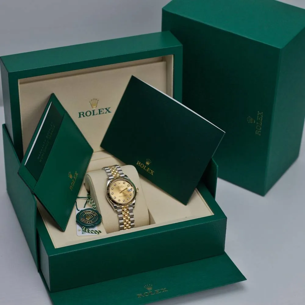 2025 Model Rolex Datejust 31mm - Ref: 278273-0026 - Champagne Diamond Dial, Two Tone Stainless Steel & 18K Yellow Gold Jubilee Bracelet Women's Watch