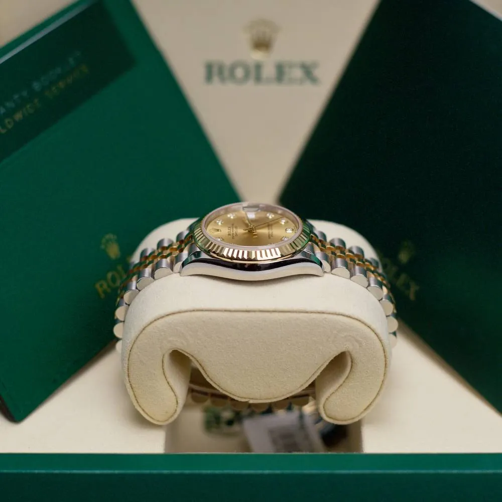 2025 Model Rolex Datejust 31mm - Ref: 278273-0026 - Champagne Diamond Dial, Two Tone Stainless Steel & 18K Yellow Gold Jubilee Bracelet Women's Watch