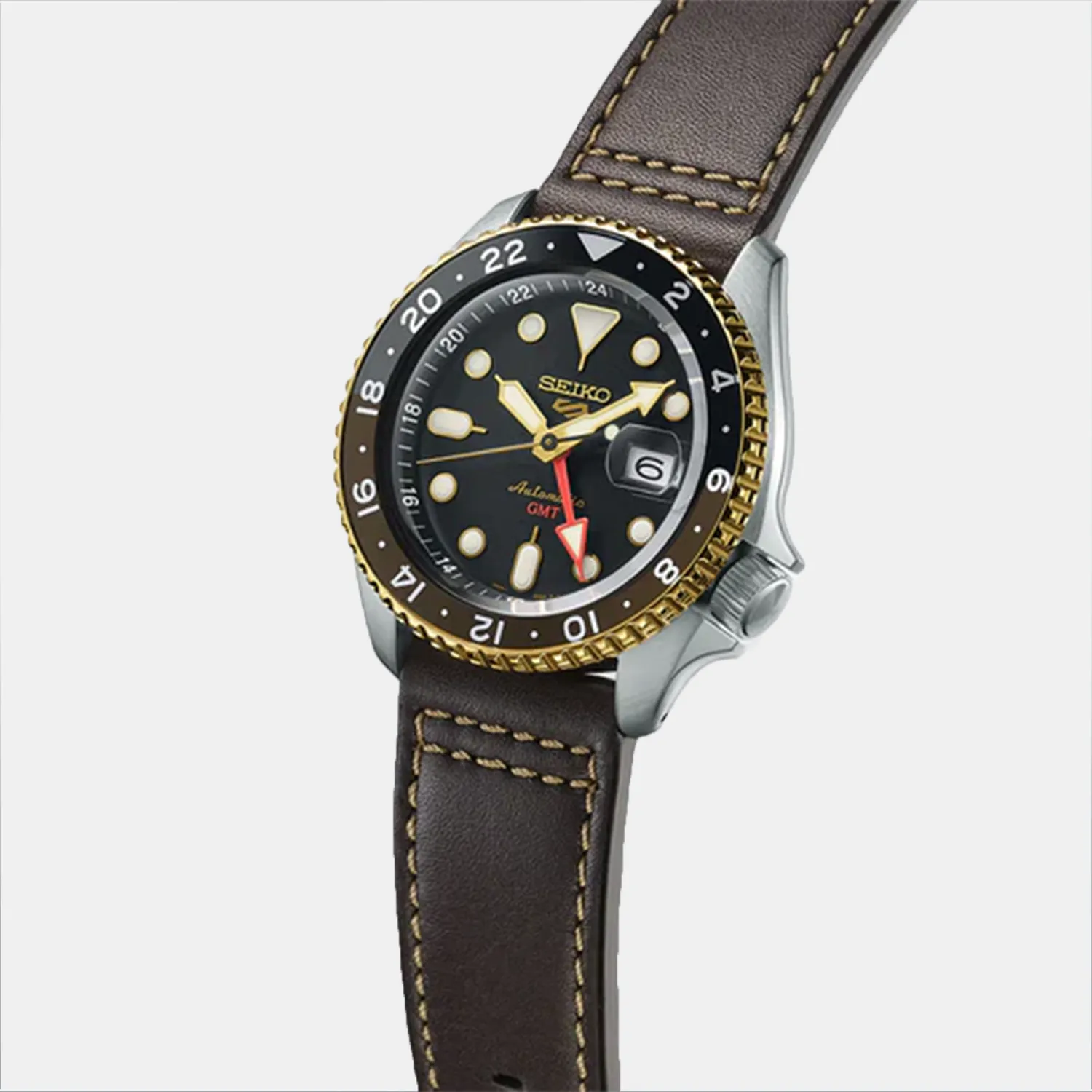 5 Sports Men Automatic Brown Dial Analog Leather Watch SSK036K1