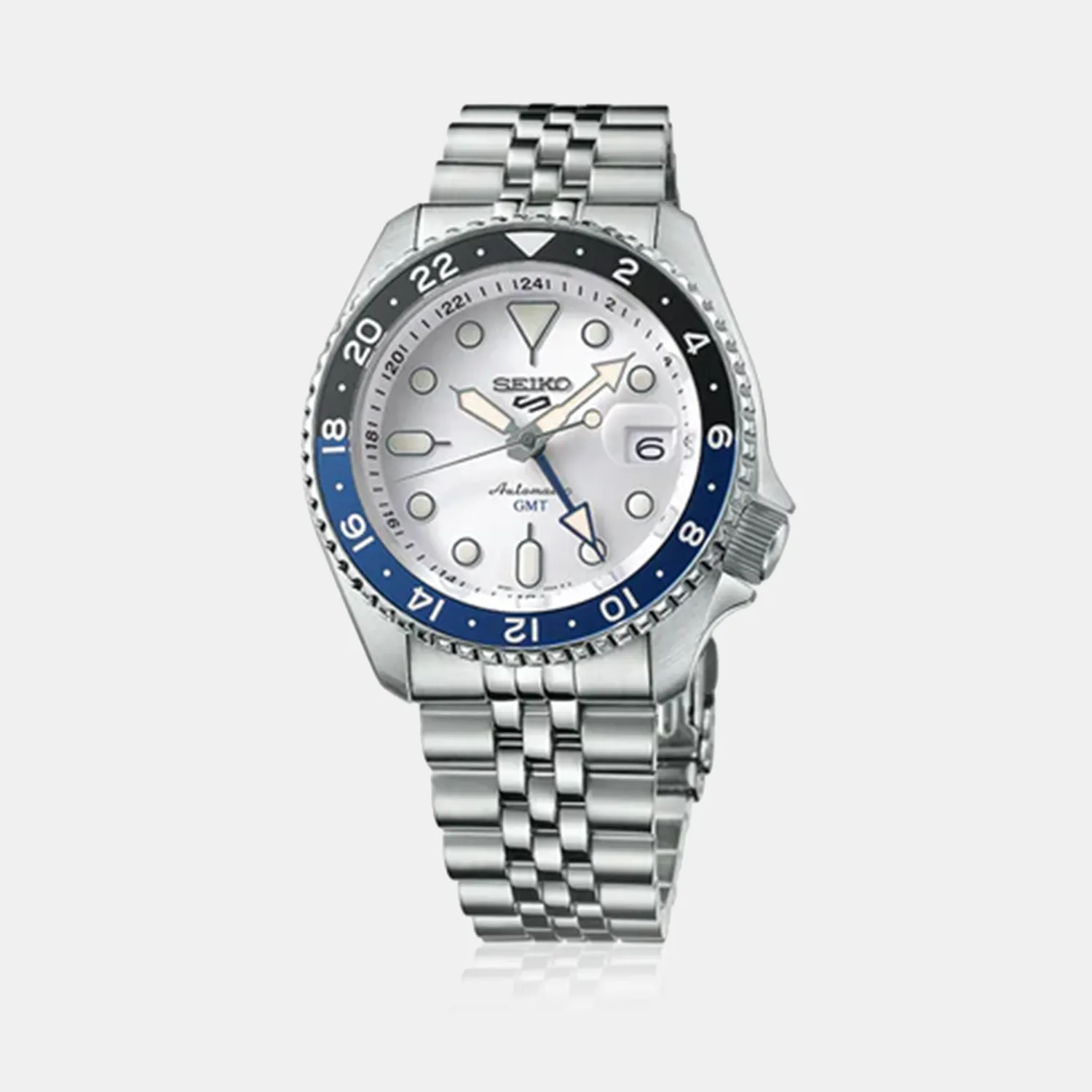 5 Sports Men Automatic White Dial Analog Stainless Steel Watch SSK033K1