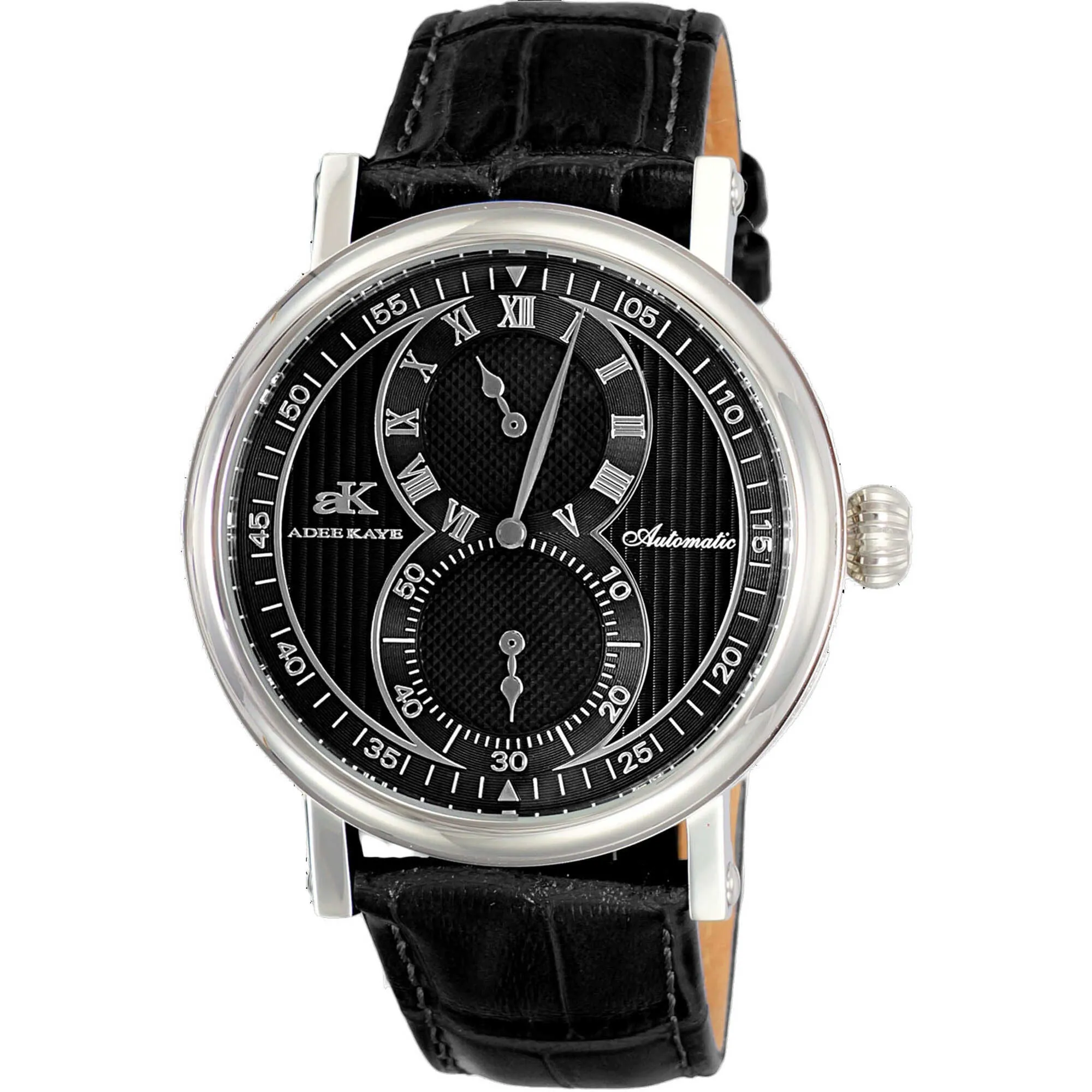 Adee Kaye Men's Watch - Mondo Automatic Black Genuine Leather Strap | AK5665-MBK
