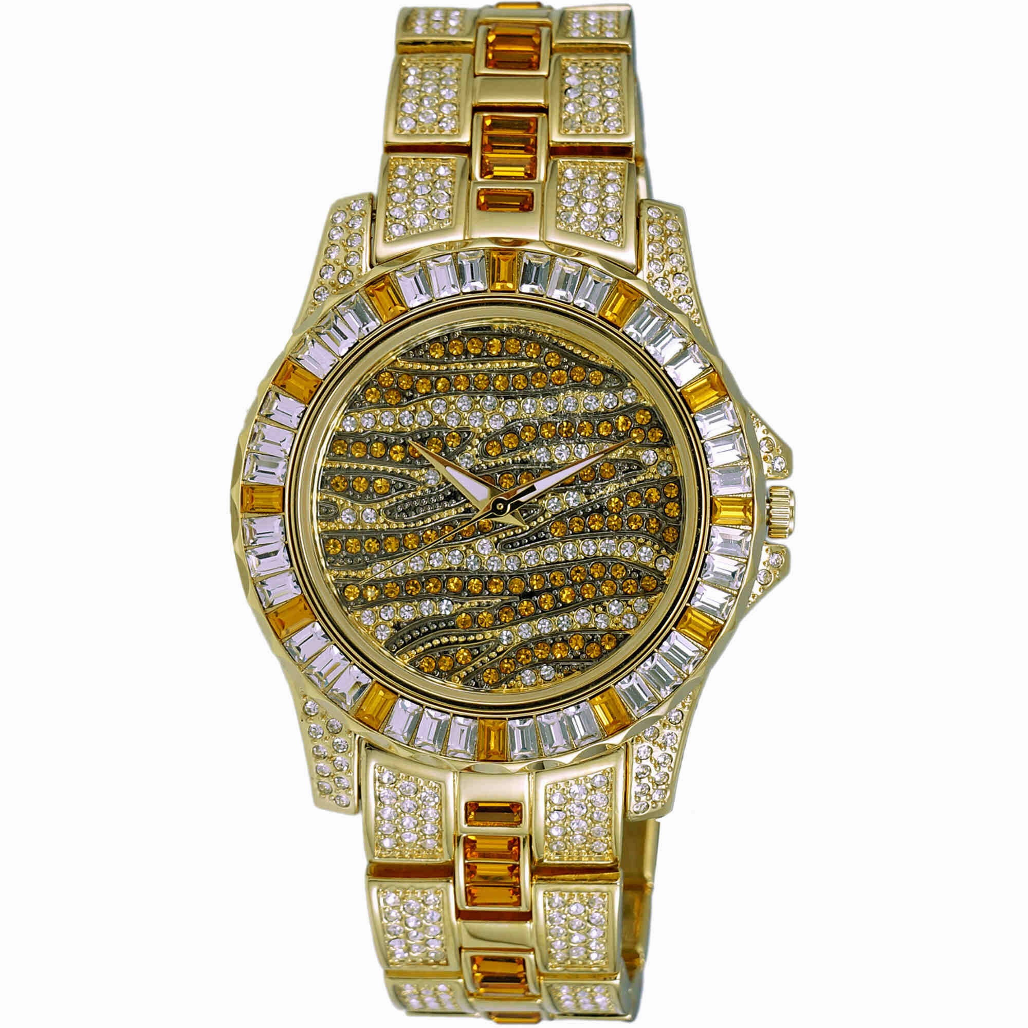 Adee Kaye Men's Watch - Chameleon Yellow and Gold Tone Dial Brass Bracelet | AK1177Y