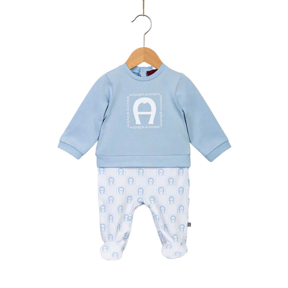 Aigner Kids New Born Blue Sleepsuit and Hat