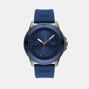 Aqueous Men Quartz Navy Dial Analog Silicone Watch 25200384