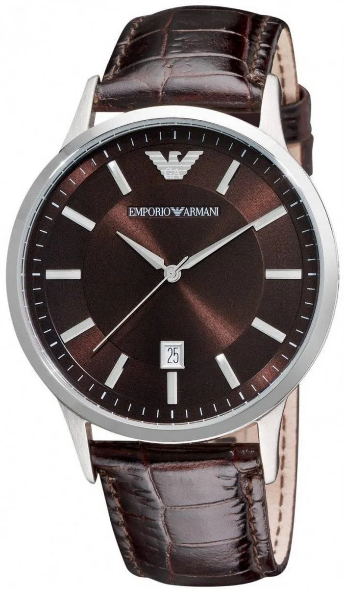 Armani Emporio Men's Brown Leather Swiss Quartz Watch AR2413
