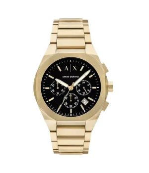 Armani Exchange Gold Chronograph Black Dial Watch AX4180
