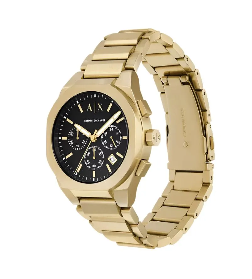 Armani Exchange Gold Chronograph Black Dial Watch AX4180