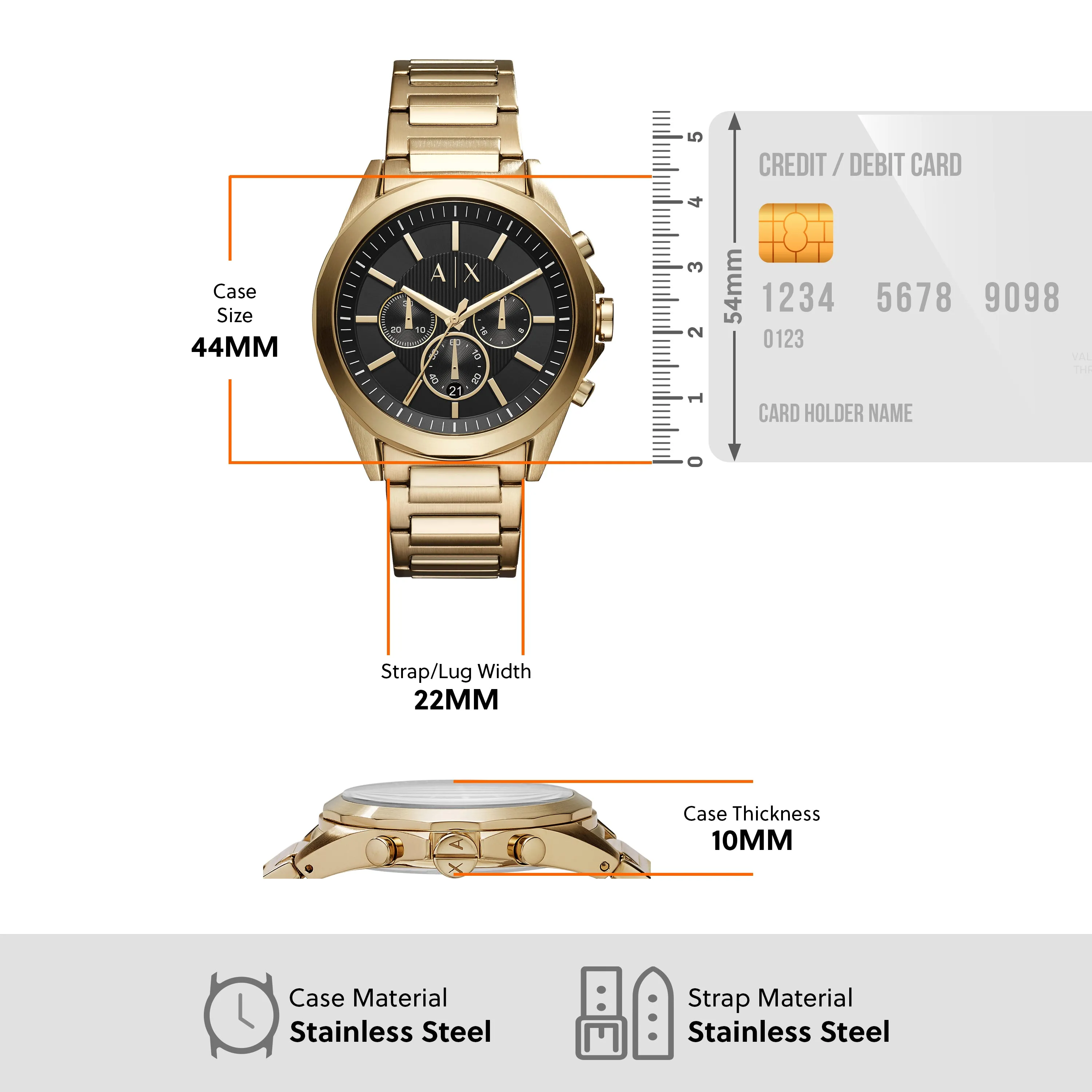 Armani Luxurious Gold Chronograph Black Dial Watch for Men AX2611