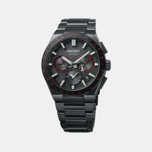 Astron Solar Men Black Dail Chronograph Stainless Steel Watch SSH137J1