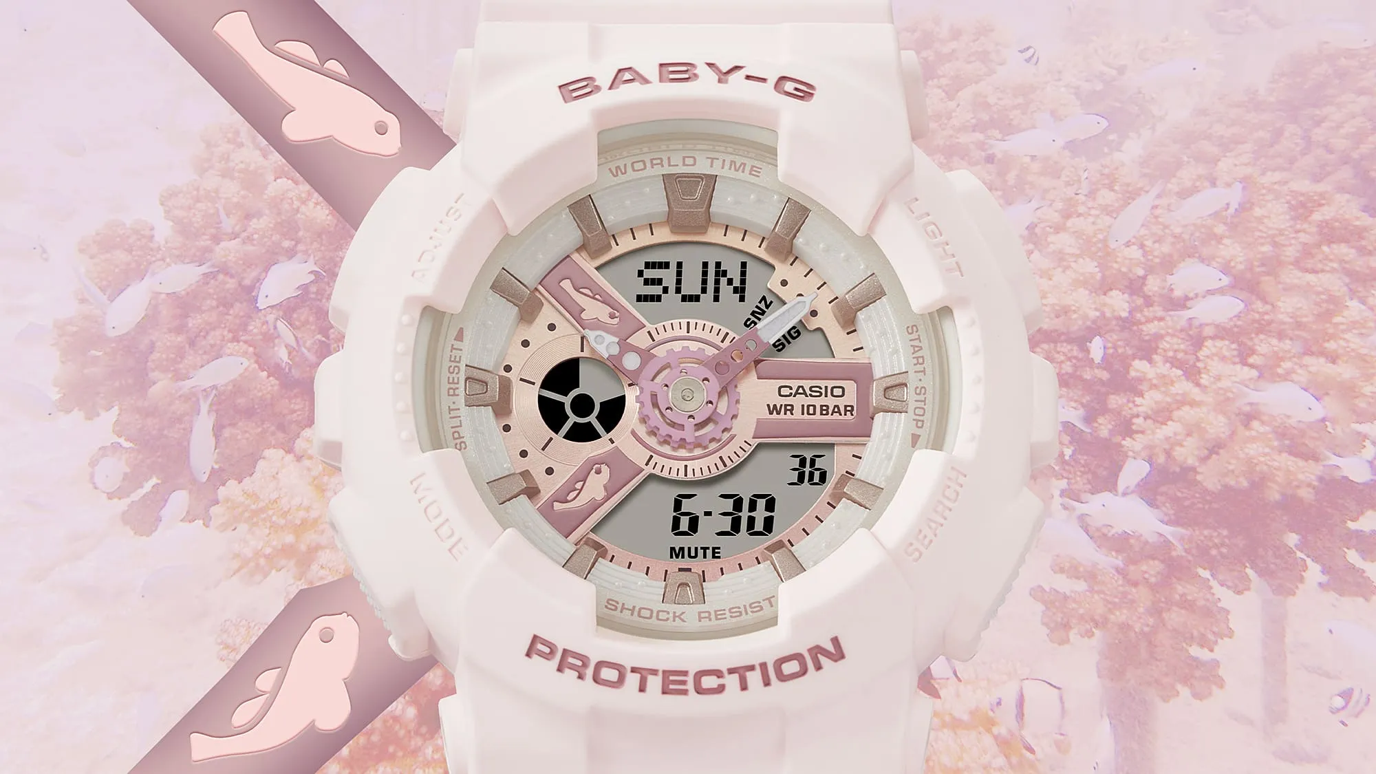 Baby-G Aqua Planet Collaboration 2024 Pink Resin Band Watch BA110AQ-4A