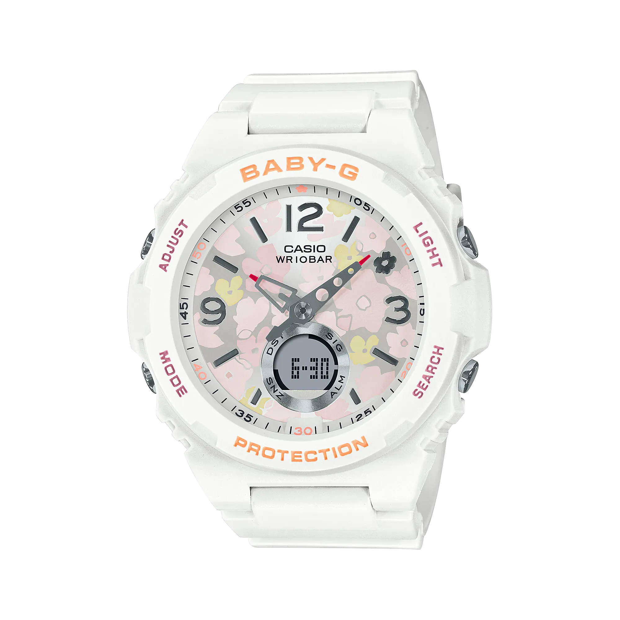 Baby-G Floral Dial White Resin Band Watch BGA260FL-7A