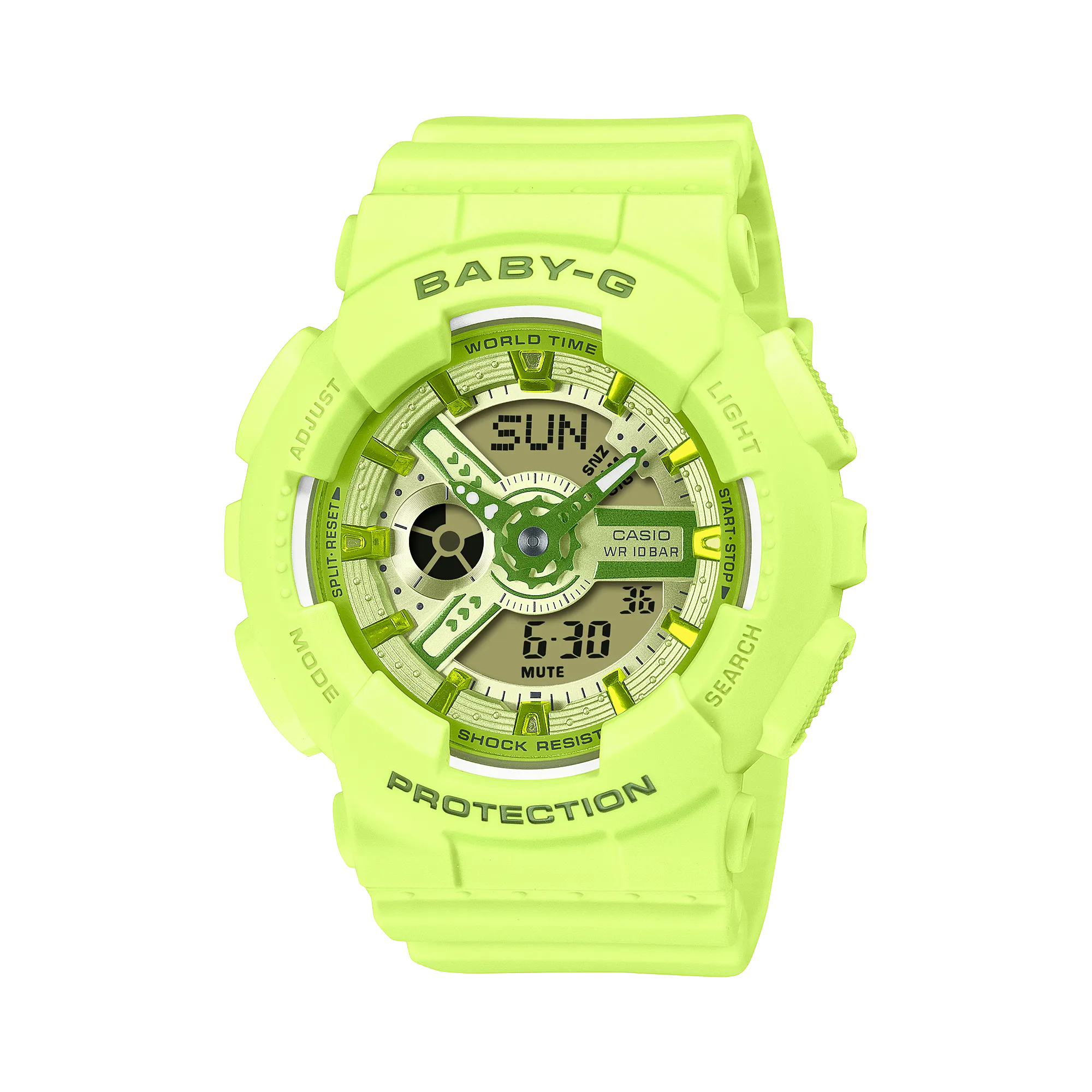 Baby-G Green Dial Green Resin Band Watch BA110YK-3A