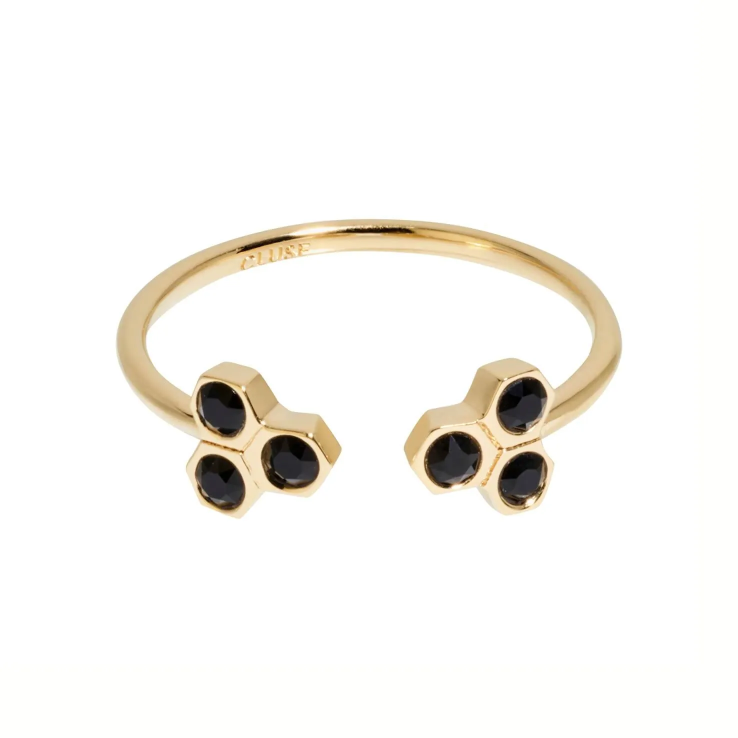 Bague CLUSE Essentielle Gold Black Crystal Hexagons CLJ41008