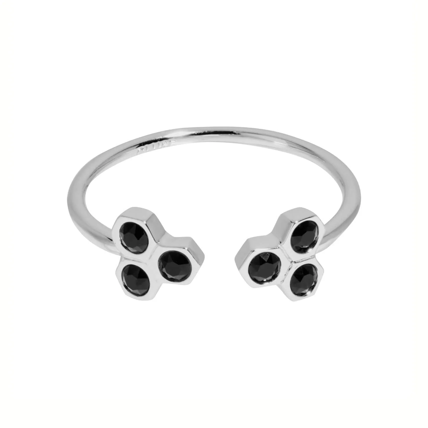 Bague CLUSE Essentielle Silver Black Crystal Hexagons CLJ42008