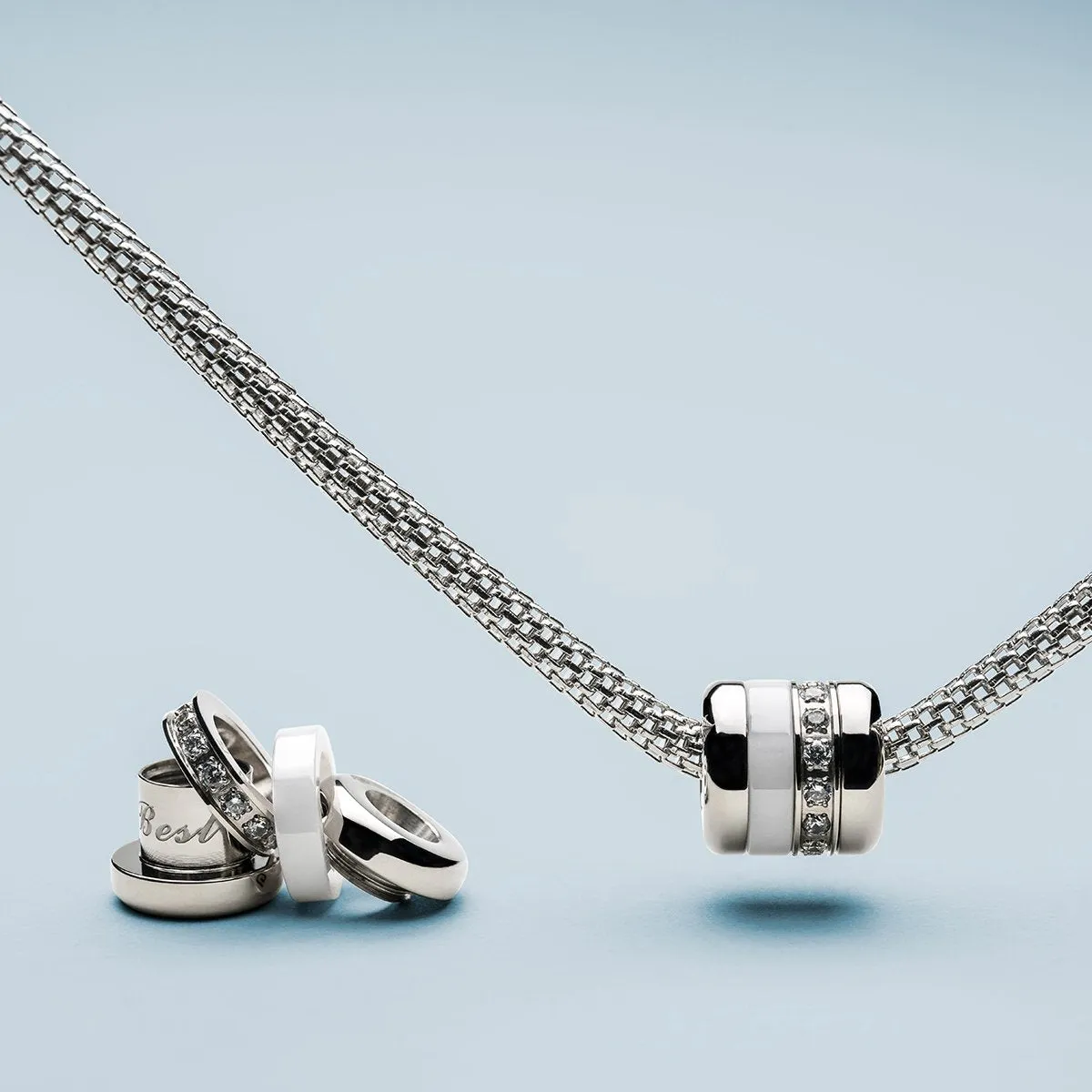 BERING Arctic Symphony Polished Silver Detachable Charm Set