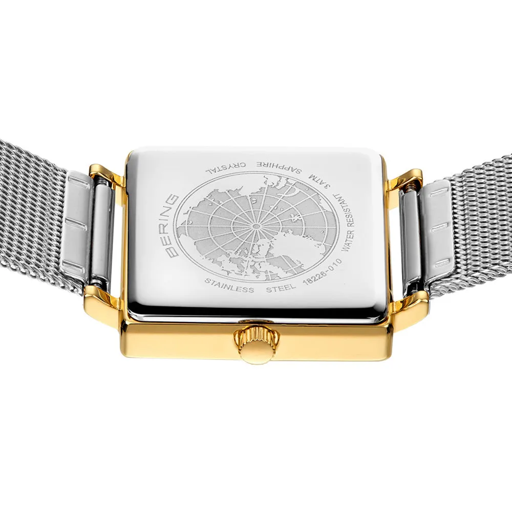 Bering Classic 26mm Polished Gold Case and Silver Strap Watch