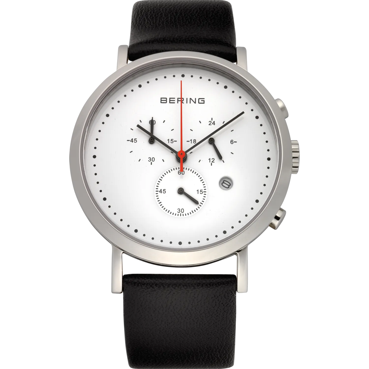 Bering - Gents SS Multifunction White Dial Black Leather Watch