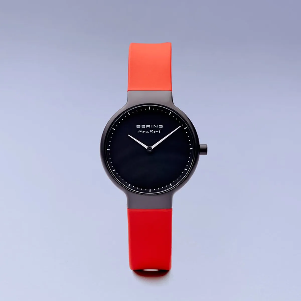 Bering Max Ren Matt Black Red Silicone Watch