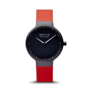 Bering Max Ren Matt Black Red Silicone Watch