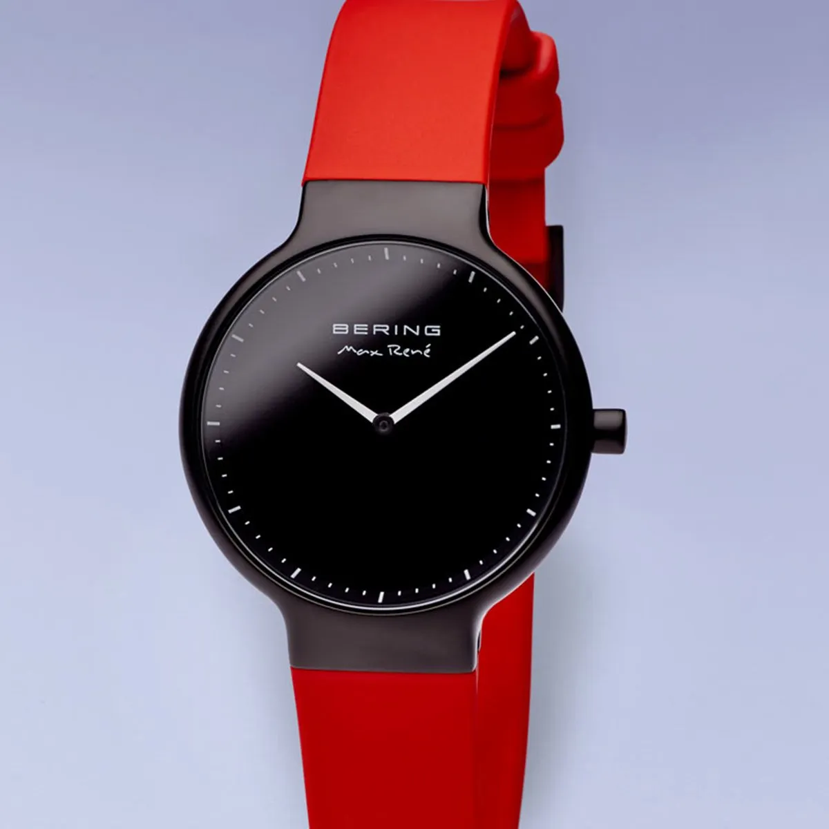 Bering Max Ren Matt Black Red Silicone Watch