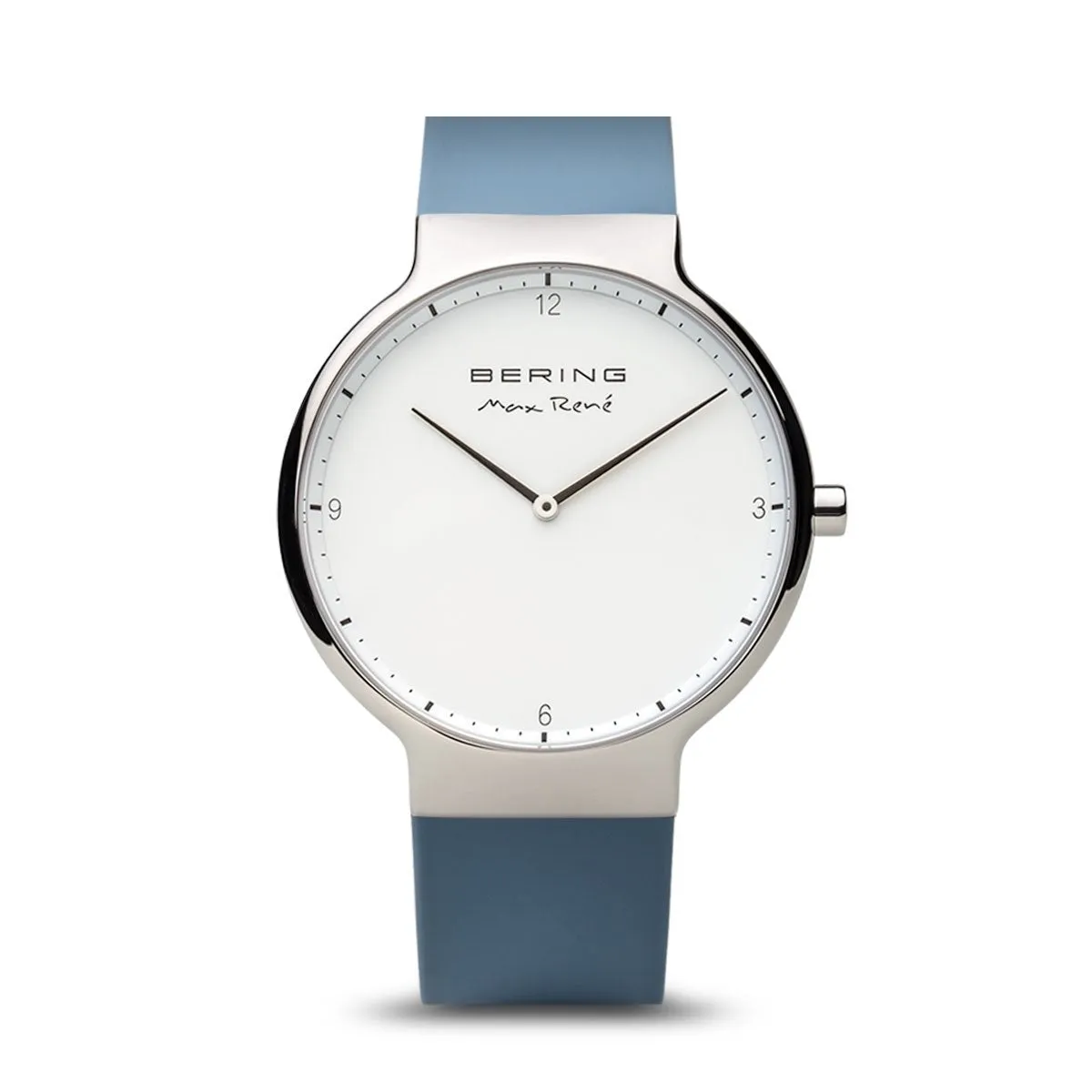 Bering Max Ren Polished Silver Blue Silicone Watch