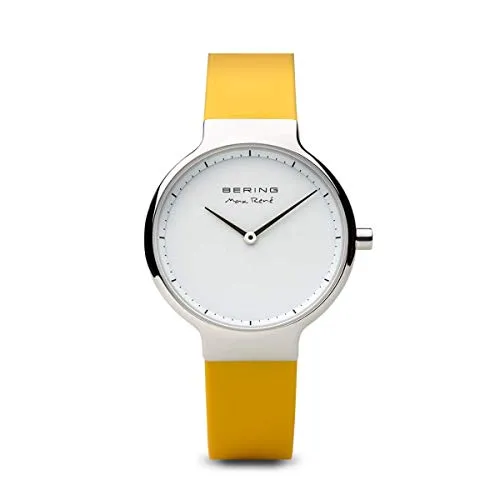 Bering Max Ren Polished Silver Yellow Silicone Watch