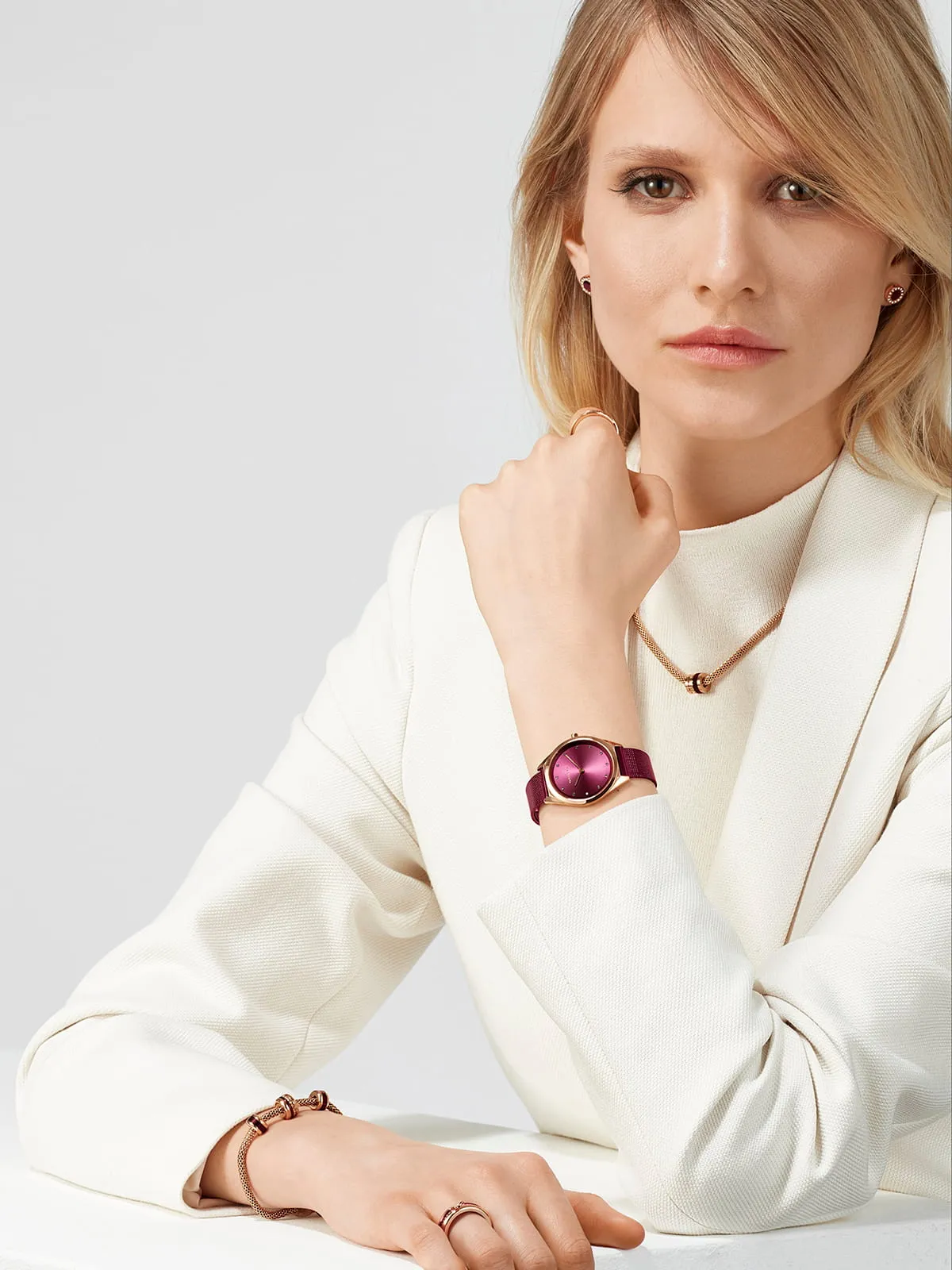 Bering - Ultra Slim, Polished Rose Gold Watch