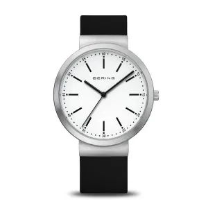 Bering - White Sunray Dial With Black Silicon Strap