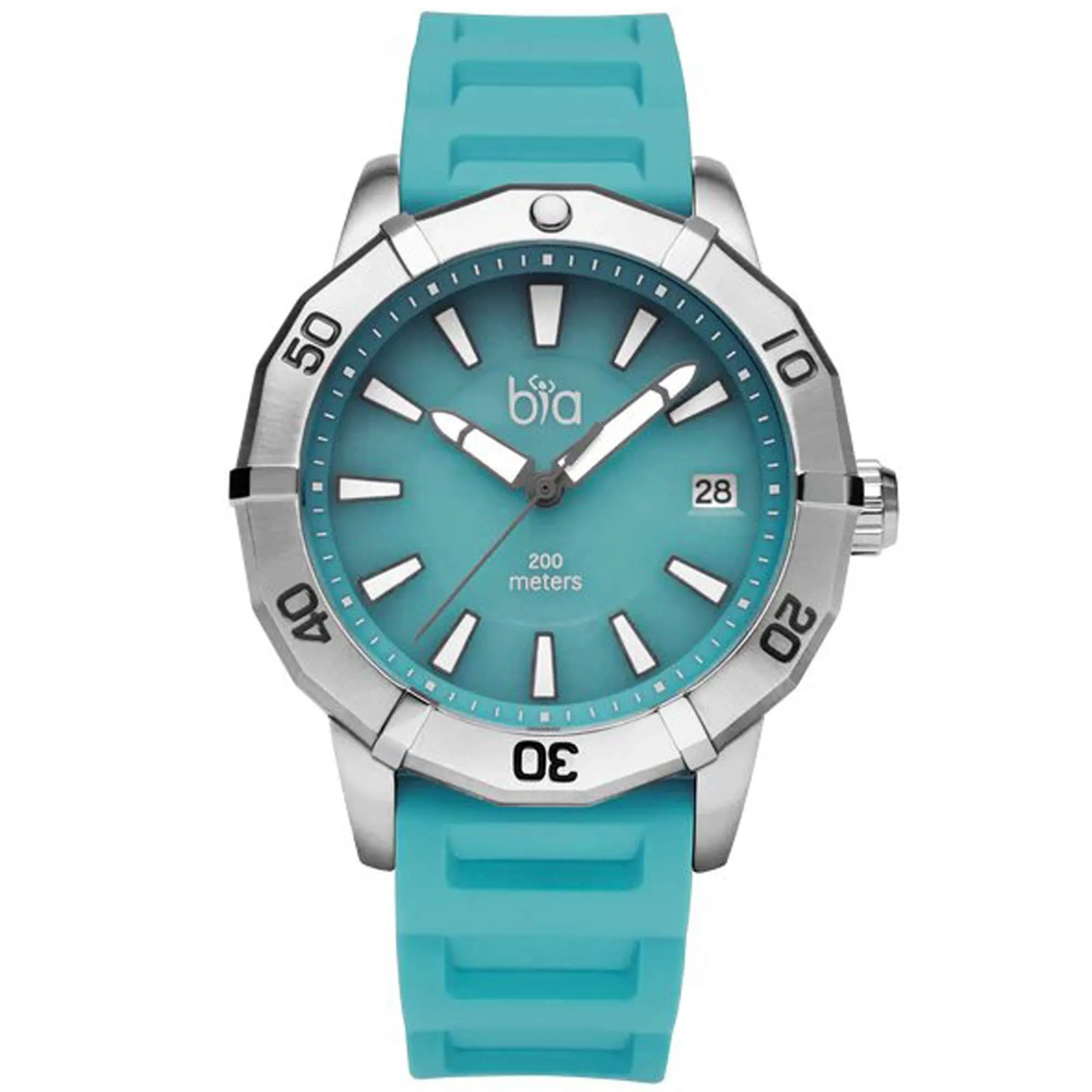 Bia Women's Watch - Rosie Rotating Bezel Tiffany Green Dial Silicone Strap | B2006