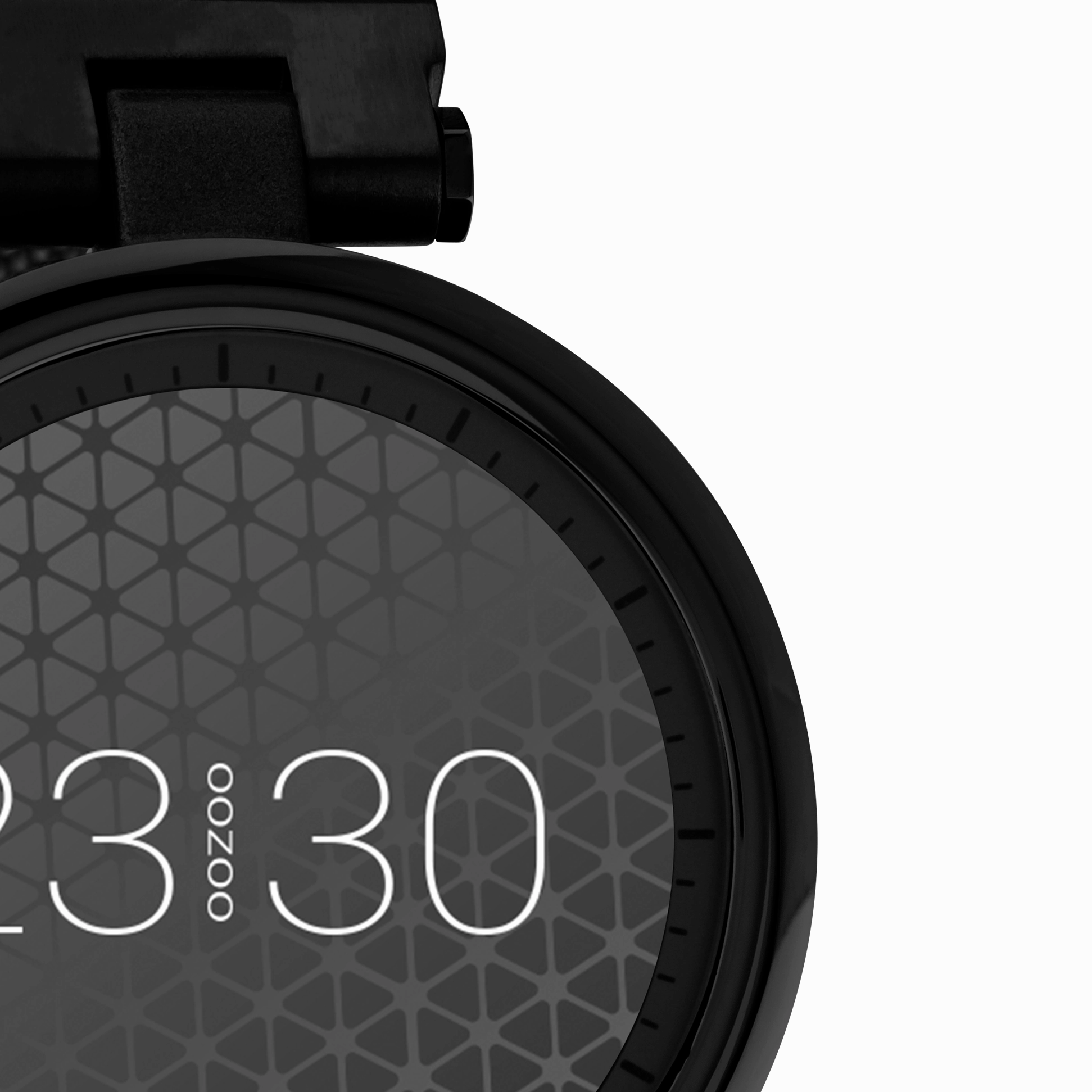 Black OOZOO smartwatch with black metal mesh bracelet - Q00411