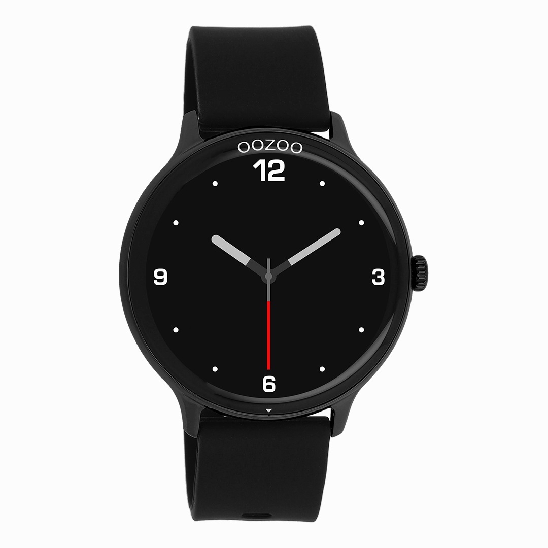 Black OOZOO smartwatch with black rubber strap - Q00134