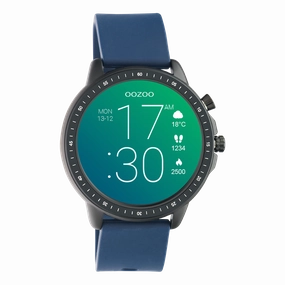 Black OOZOO smartwatch with dark blue rubber strap - Q00332