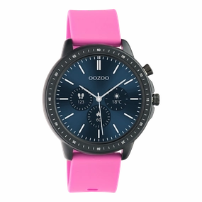 Black OOZOO smartwatch with raspberry pink rubber strap - Q00331