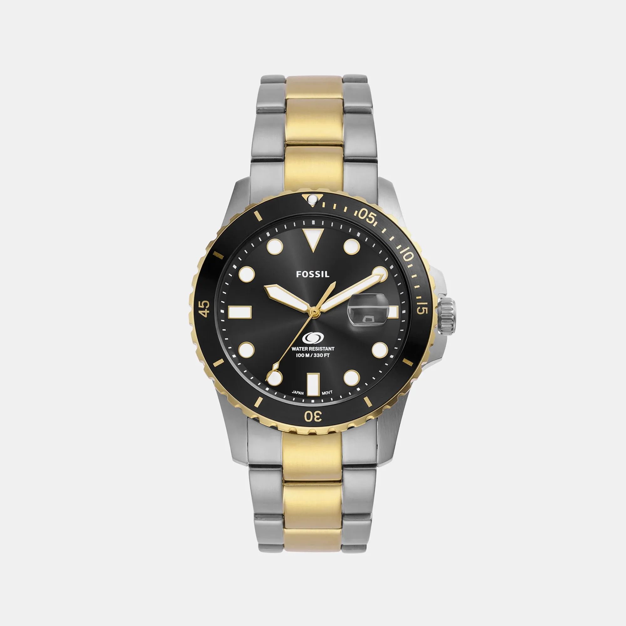 Blue Dive Men Quartz Black Dial Analog Stainless Steel Watch FS6031