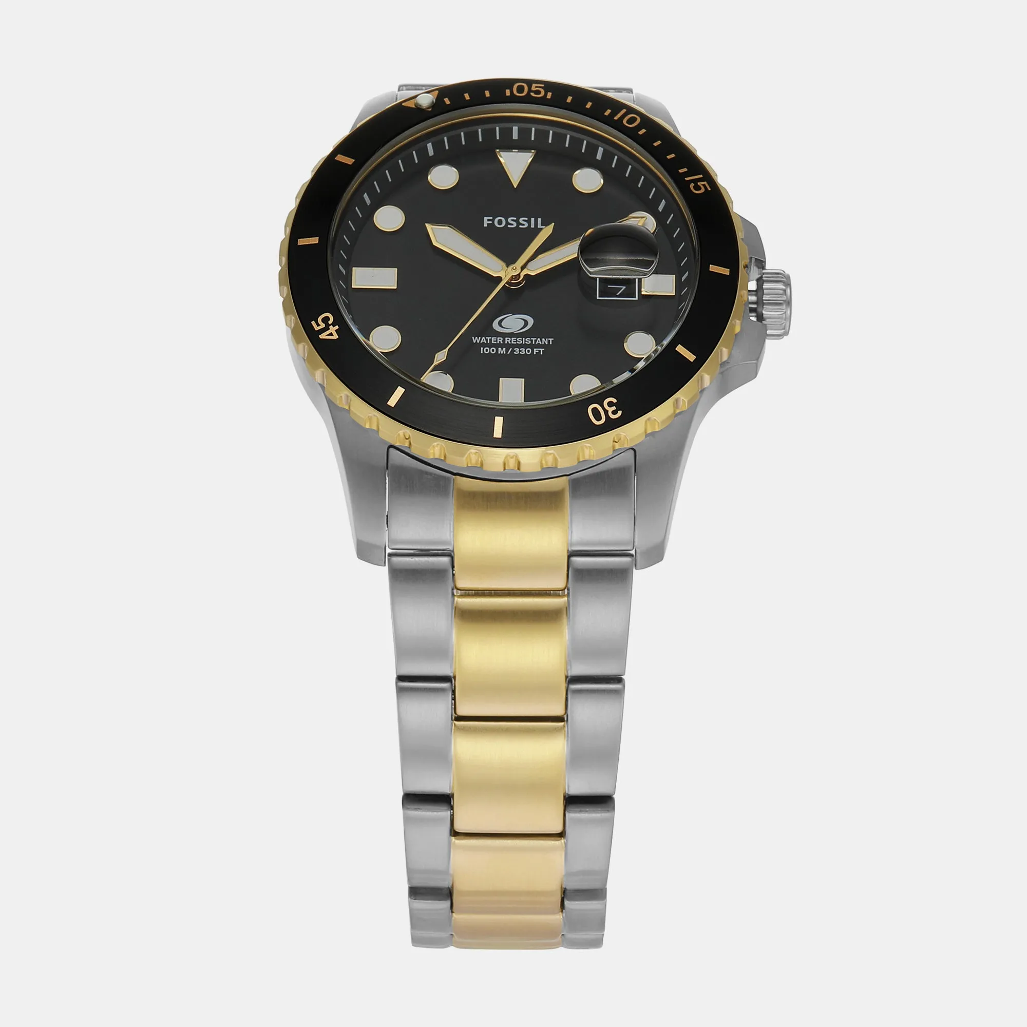 Blue Dive Men Quartz Black Dial Analog Stainless Steel Watch FS6031