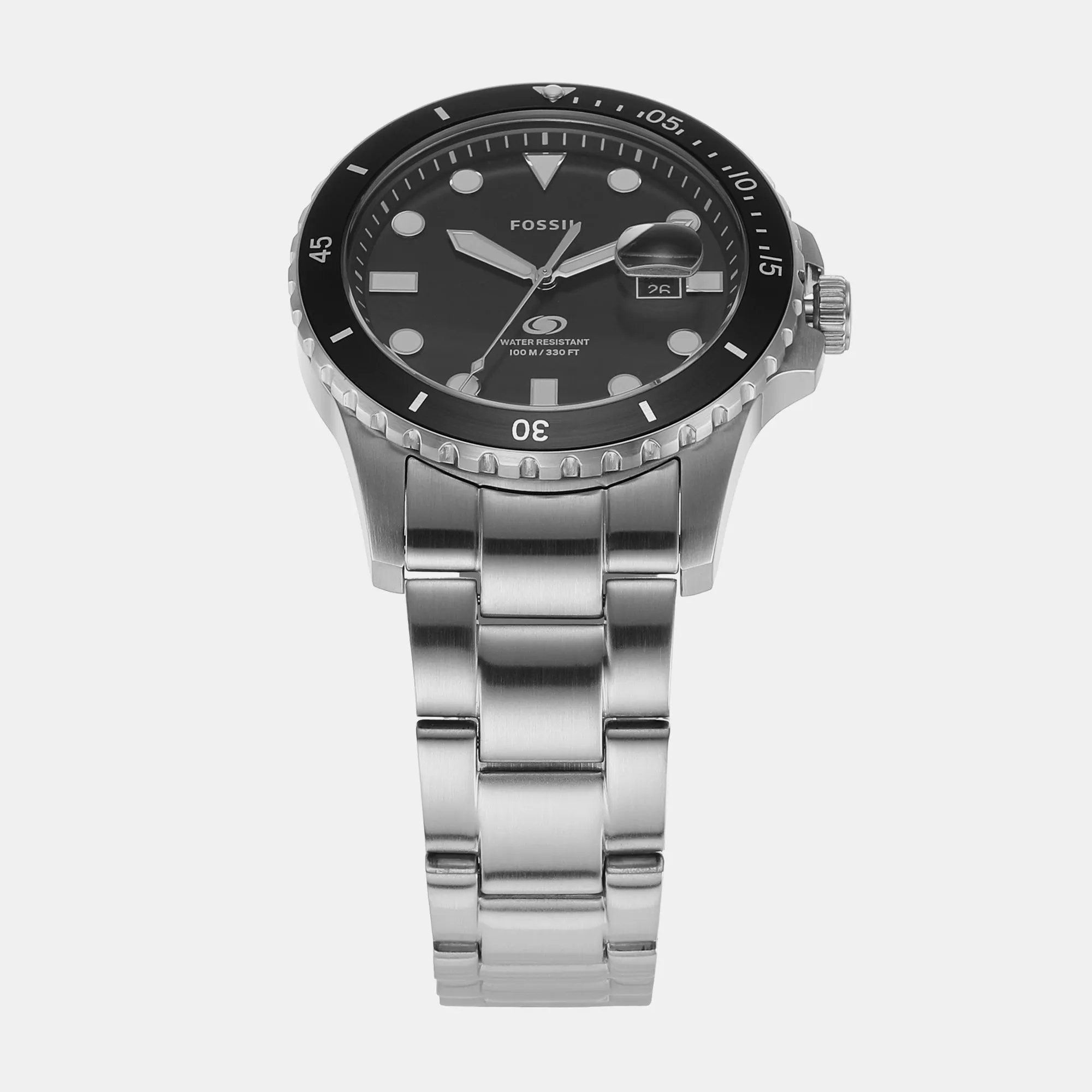 Blue Dive Men Quartz Black Dial Analog Stainless Steel Watch FS6032