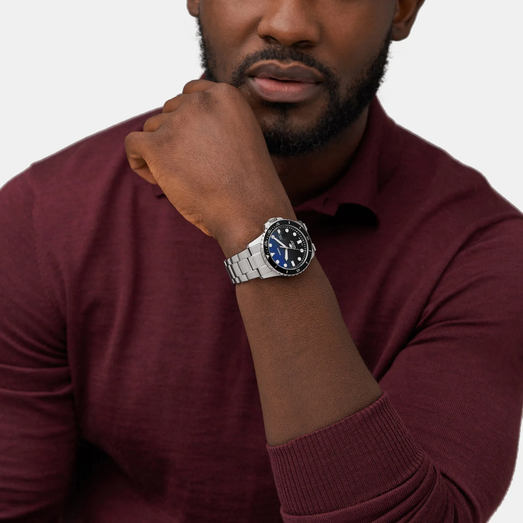 Blue Dive Men Quartz Blue Dial Analog Stainless Steel Watch FS6038