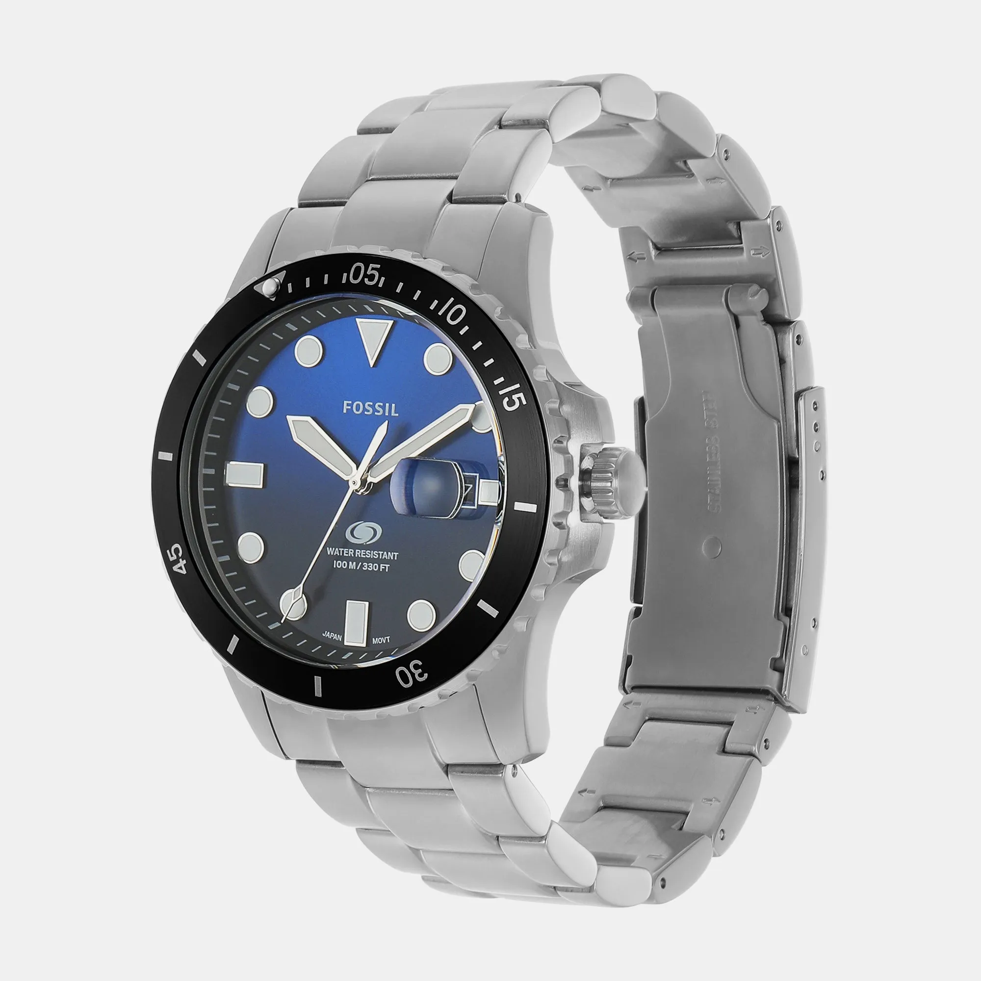 Blue Dive Men Quartz Blue Dial Analog Stainless Steel Watch FS6038