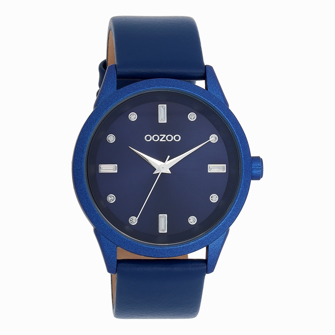 Blue OOZOO watch with leather strap - C11288