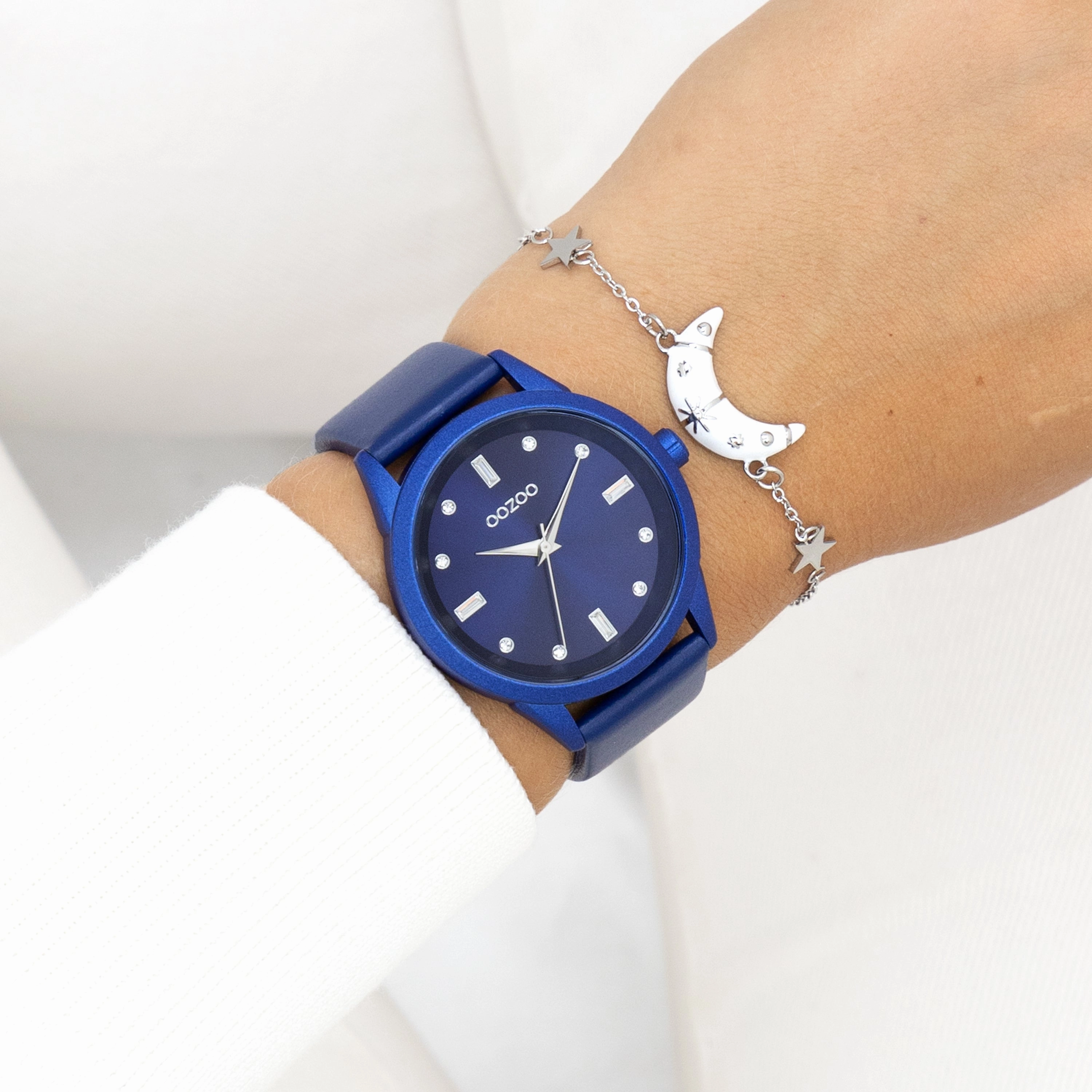 Blue OOZOO watch with leather strap - C11288