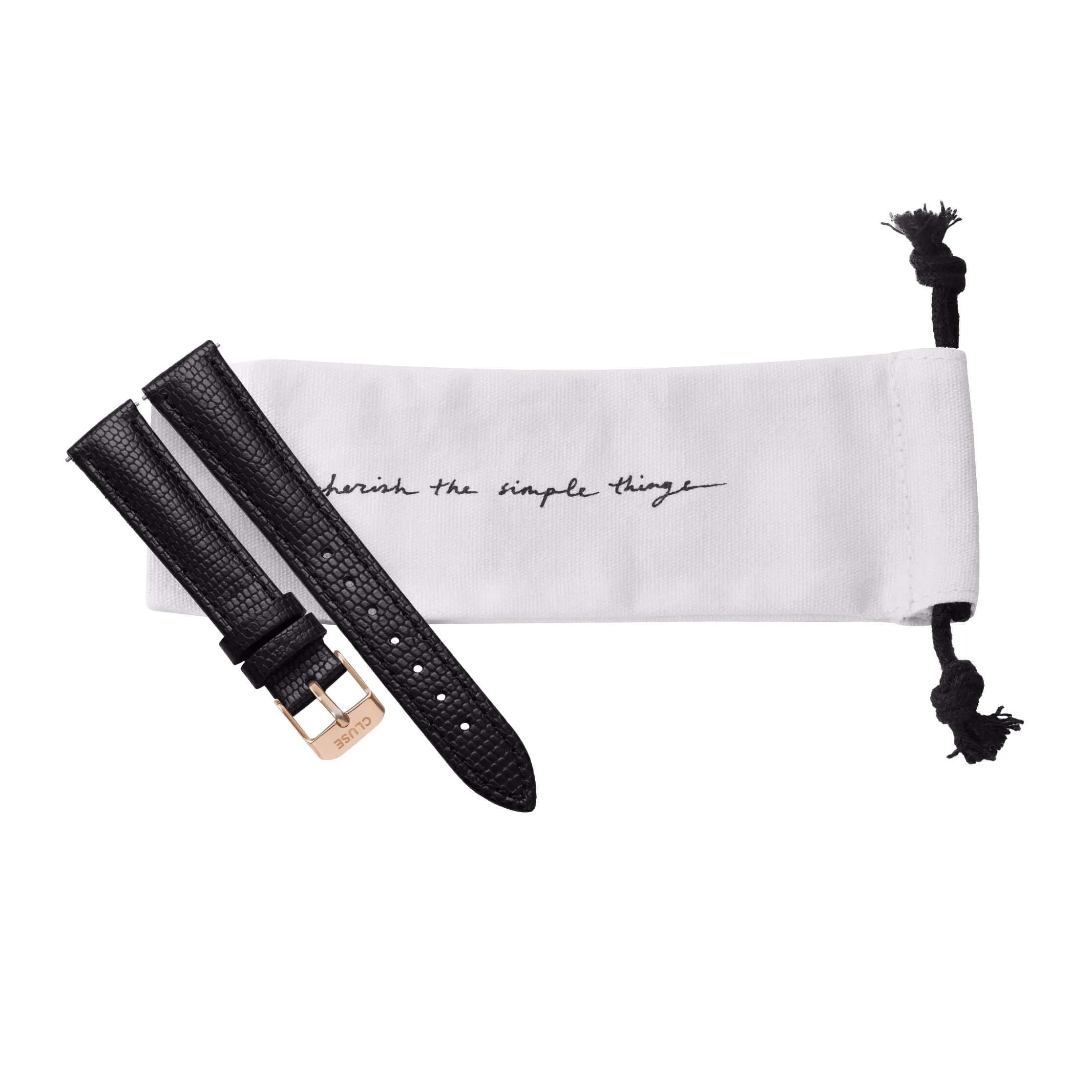 Bracelet pour montre CLUSE Minuit Rose Gold/Black Lizard CLS368