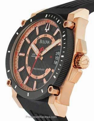 Bulova Mens Champlain Precisionist - Black Carbon Fiber Dial - Rubber - 300M WR