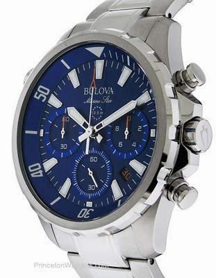 Bulova Mens Marine Star Chronograph - Stainless - Blue Dial - Bracelet - Date