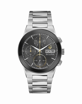 Bulova Millenia Elegant Stainless Steel Men's Timepiece Black Dial 96C149