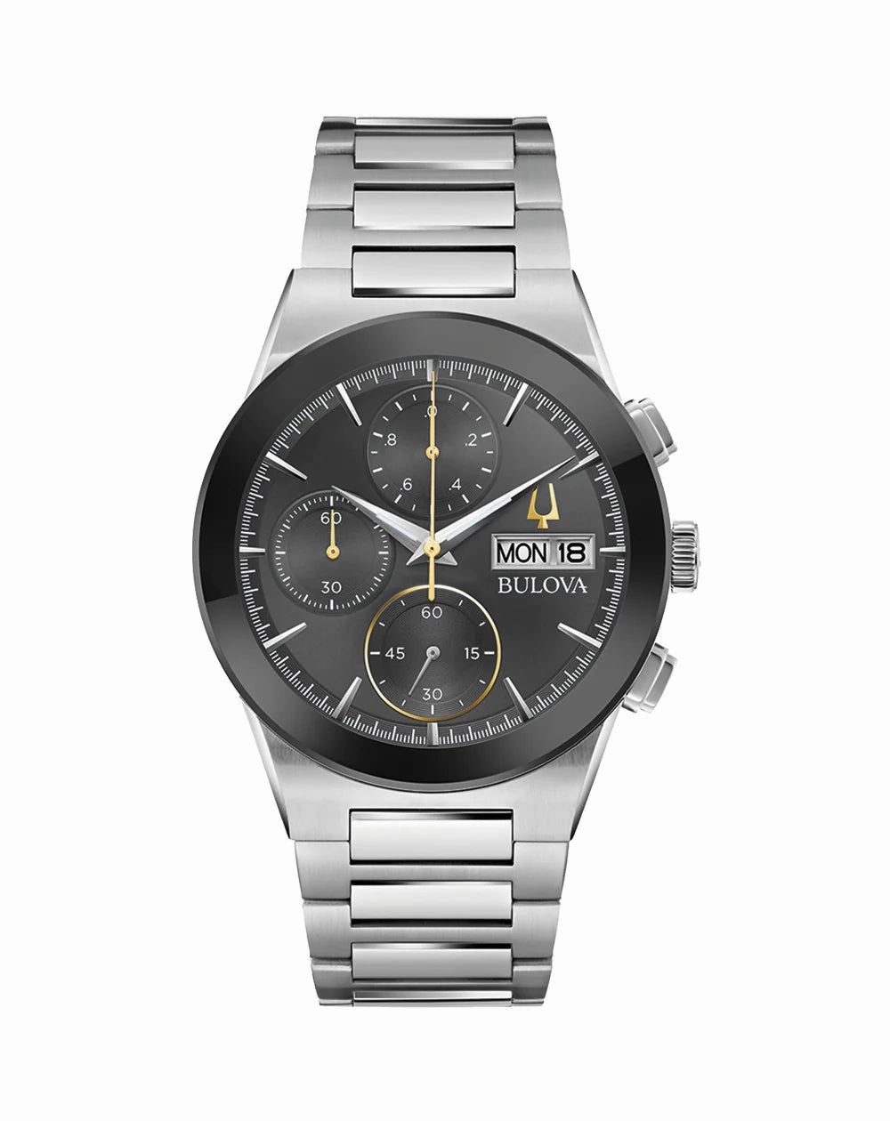 Bulova Millenia Elegant Stainless Steel Men's Timepiece Black Dial 96C149
