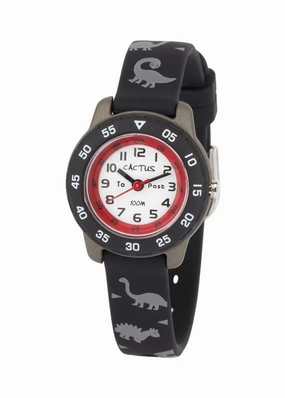 CACTUS JUNIOR RED & BLACK SILICONE BAND DINOSAURS PRINT CAC-124-M01